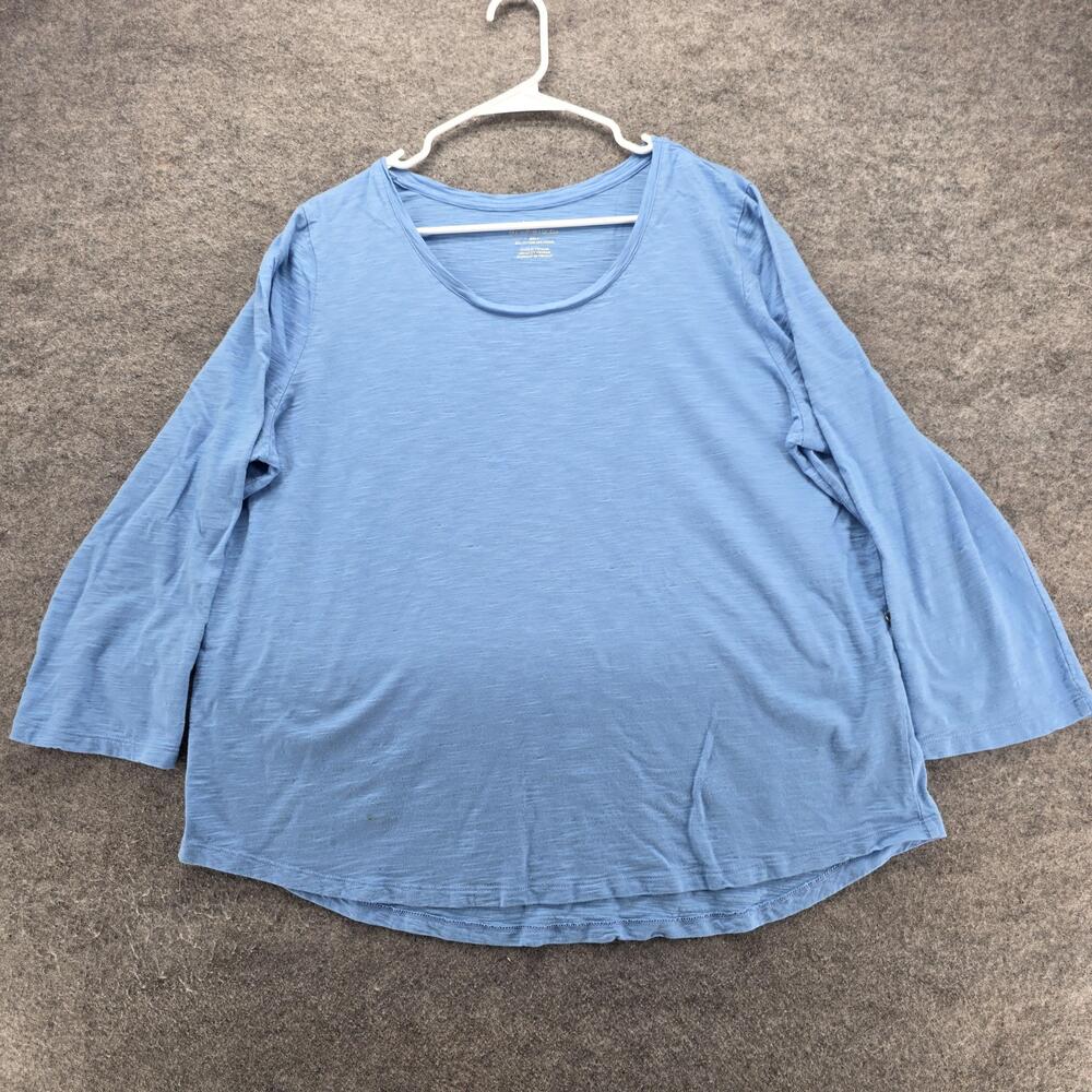Chico's Shirt Womens 4 2XL Blue The Ultimate Tee 3/4 Sleeve Slub Modal Casual